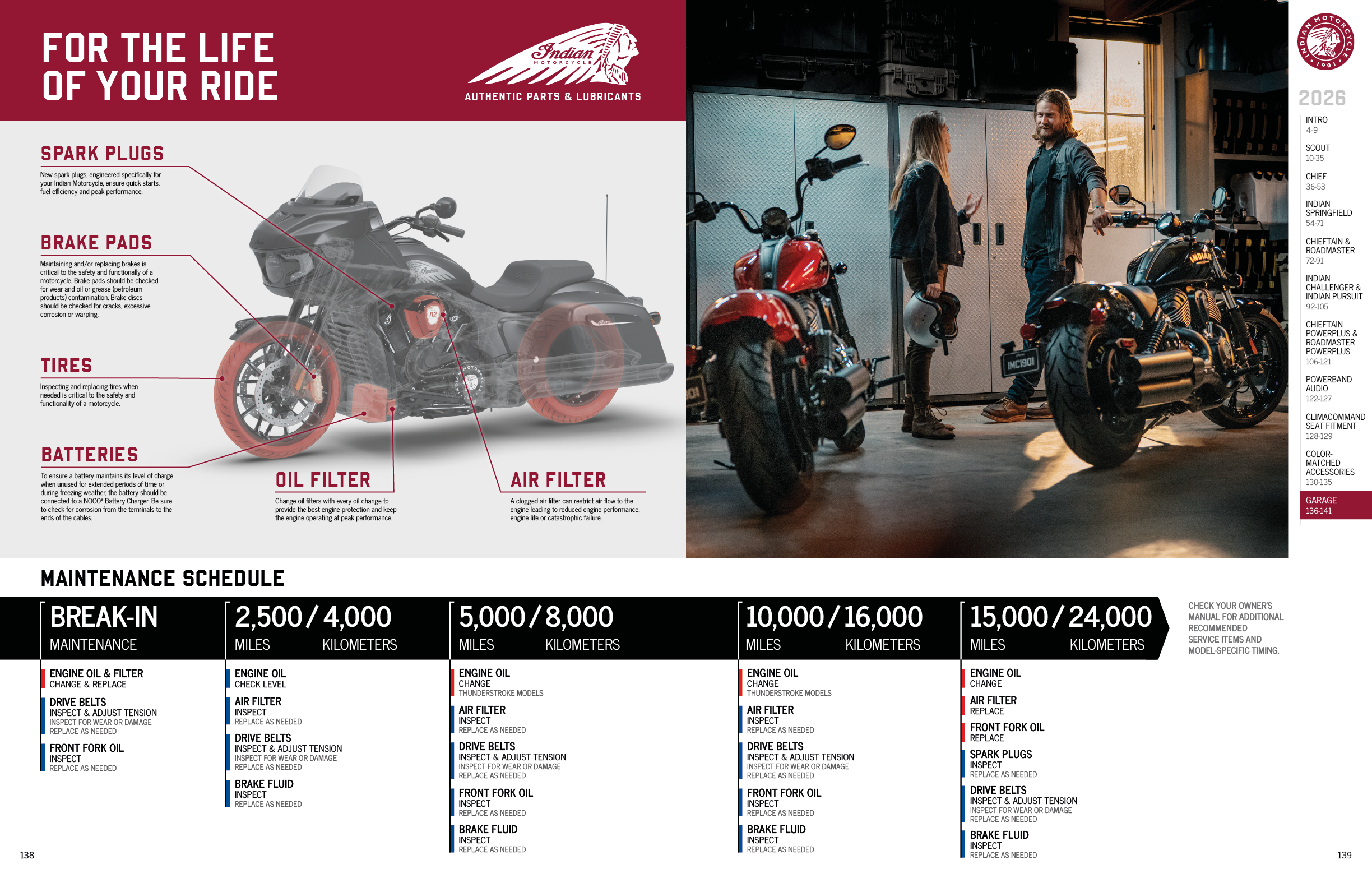 A magazine page with a motorcycle on the left side and a woman on the right side. AI generated content